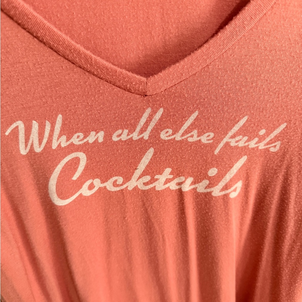 Peach Slogan Short Sleeve Tee cocktails